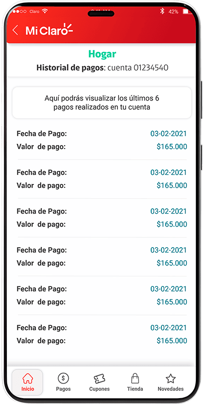 Paso 4 - Conoce tu historial de pago Claro 